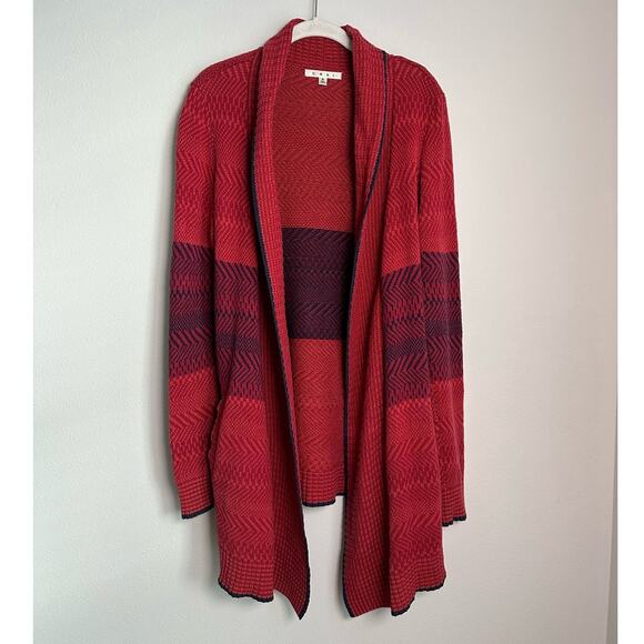Cabi Red Joy Open Front Cotton Blend Cardigan Sweater Women's Small - Picture 1 of 6